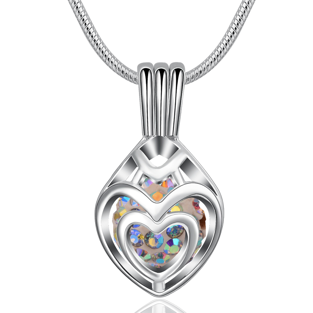 Customizable Diamond Balls Heart Cage Pendant