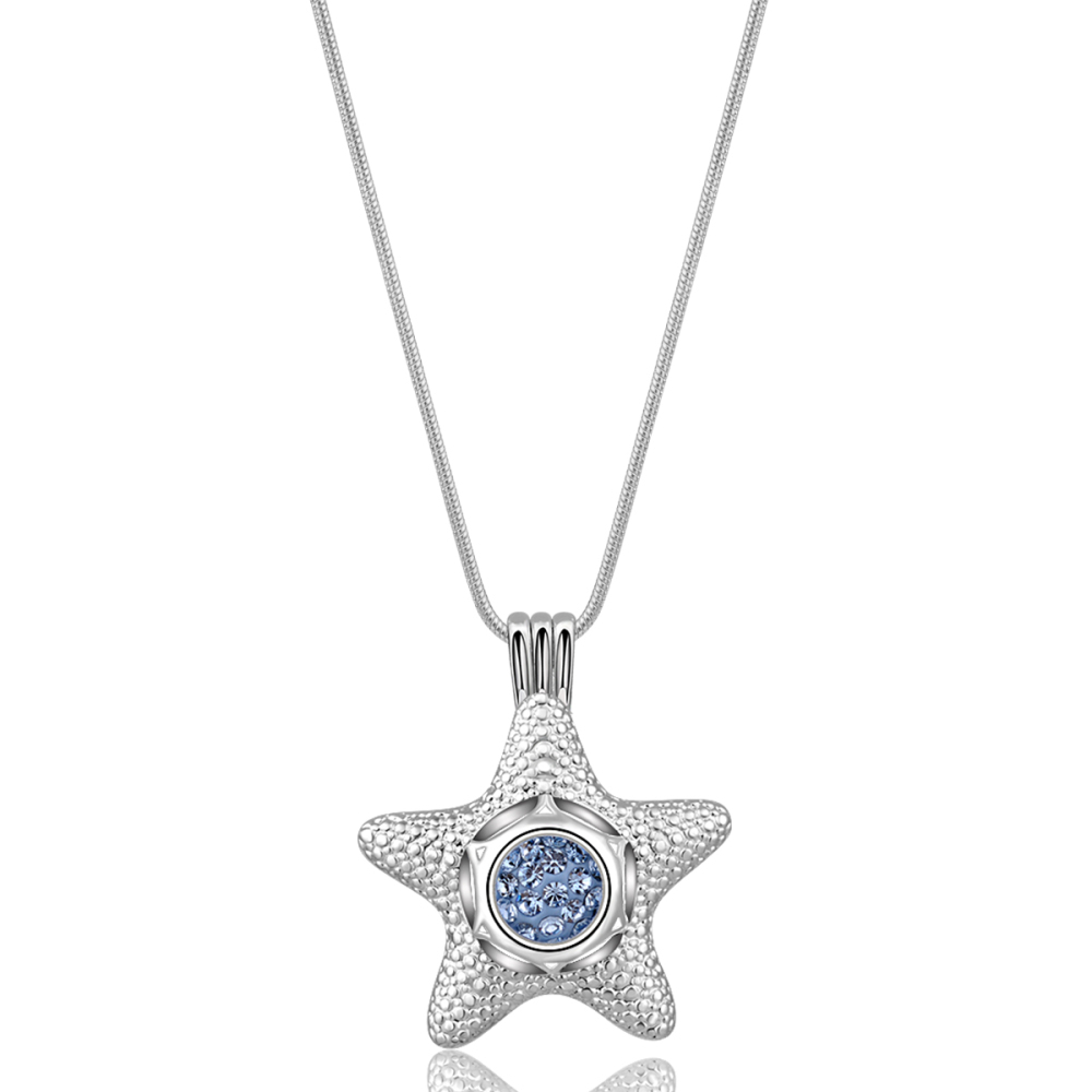 Colored Diamond Balls Starfish Design Cage Pendant