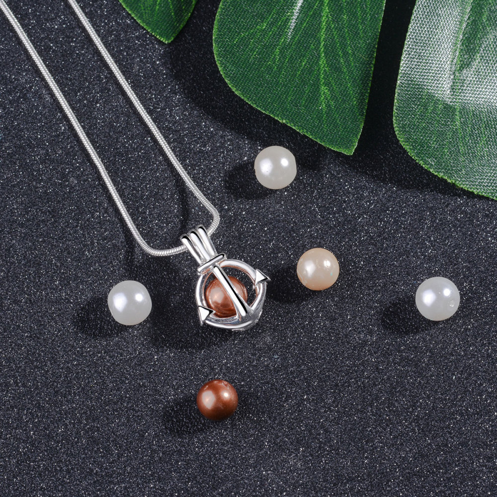 Anchor Interchangeable Colored Pearls Cage Pendant