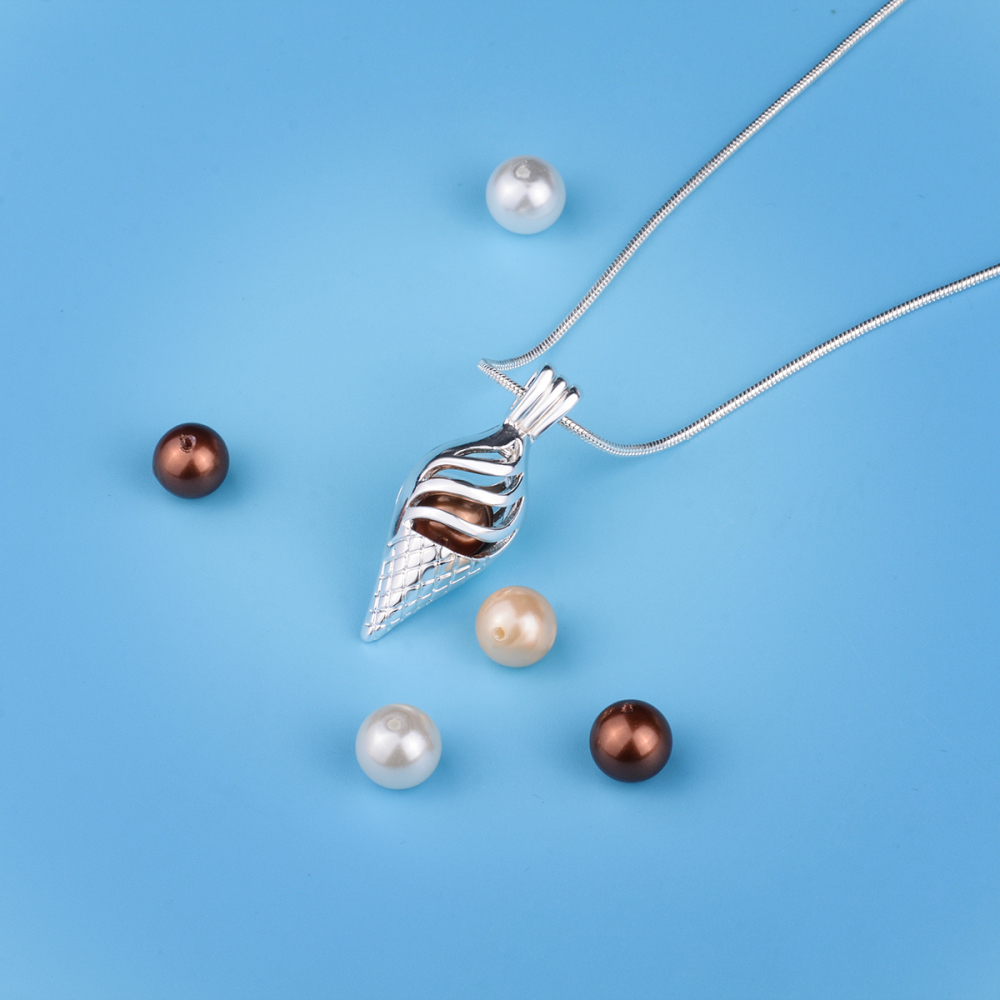 Unique Ice cream Colored Pearls Cage Pendant