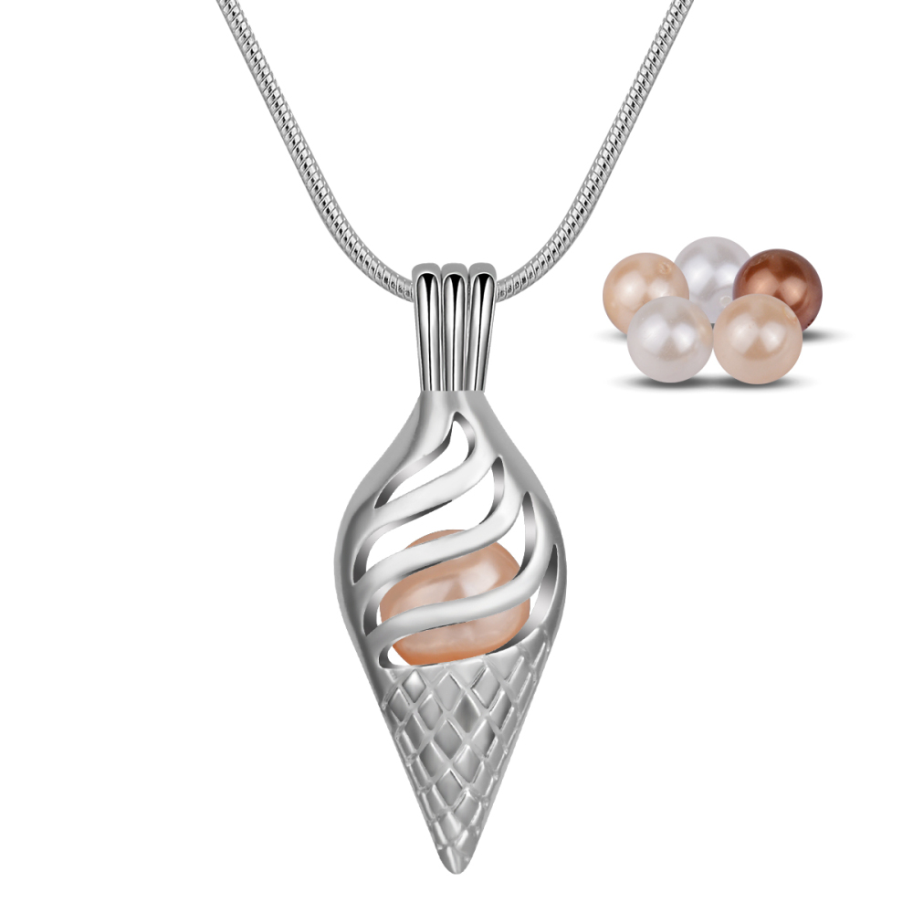 Unique Ice cream Colored Pearls Cage Pendant
