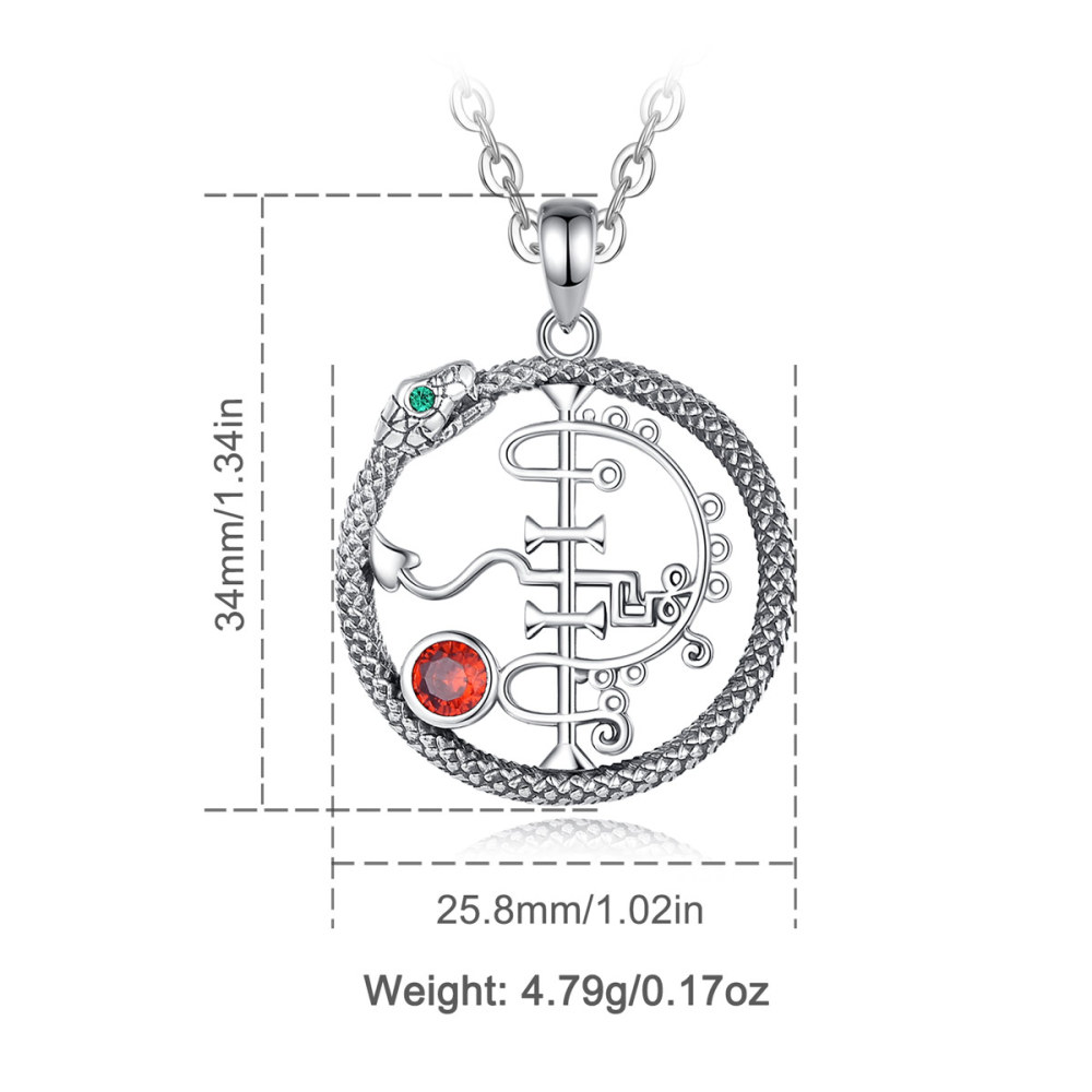 925 Sterling Silver Asmodeus Pendant Necklace with Ouroboros & Sigil