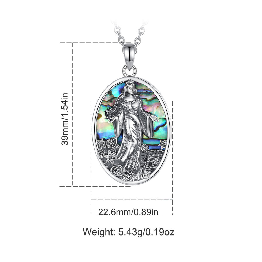 925 Sterling Silver Abalone Shell Inlay Sea Goddess Iemanja Pendant