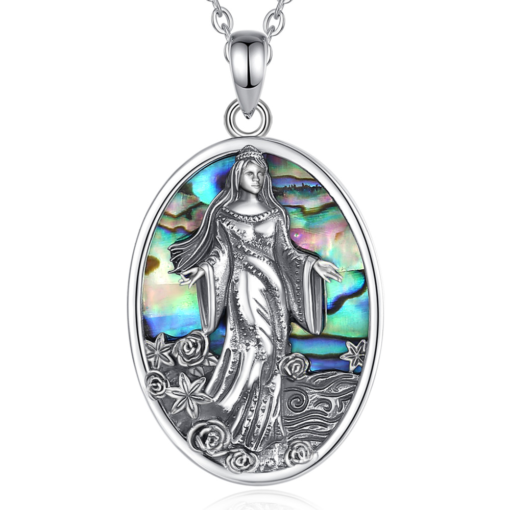 925 Sterling Silver Abalone Shell Inlay Sea Goddess Iemanja Pendant
