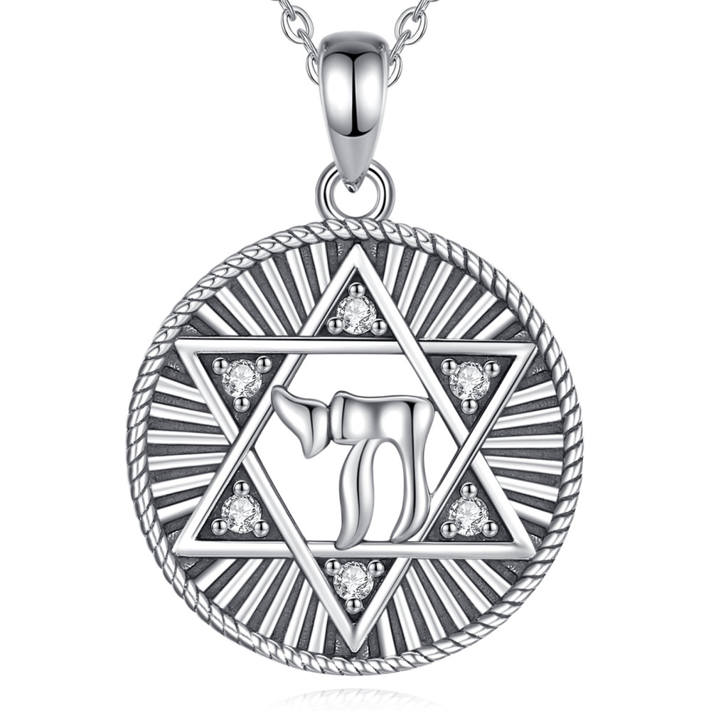 925 Sterling Silver Star of David Life Pendant Spiritual Symbol Necklace