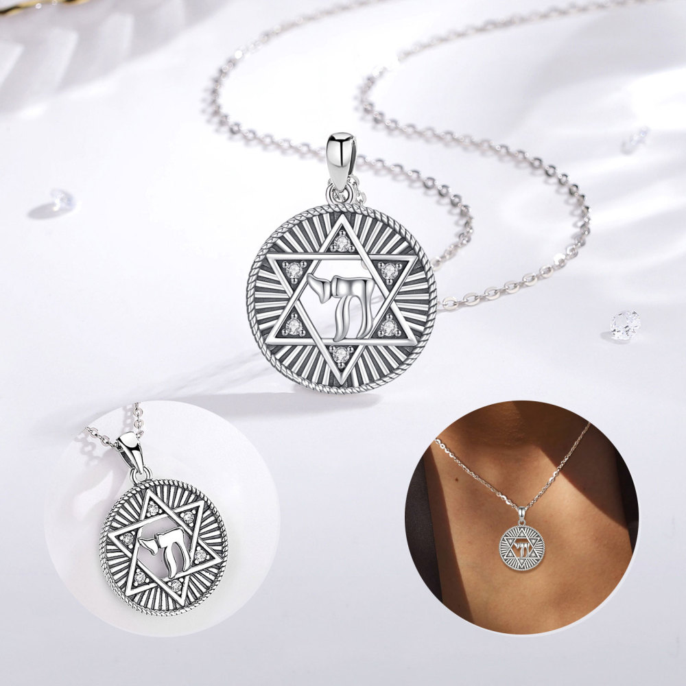 925 Sterling Silver Star of David Life Pendant Spiritual Symbol Necklace