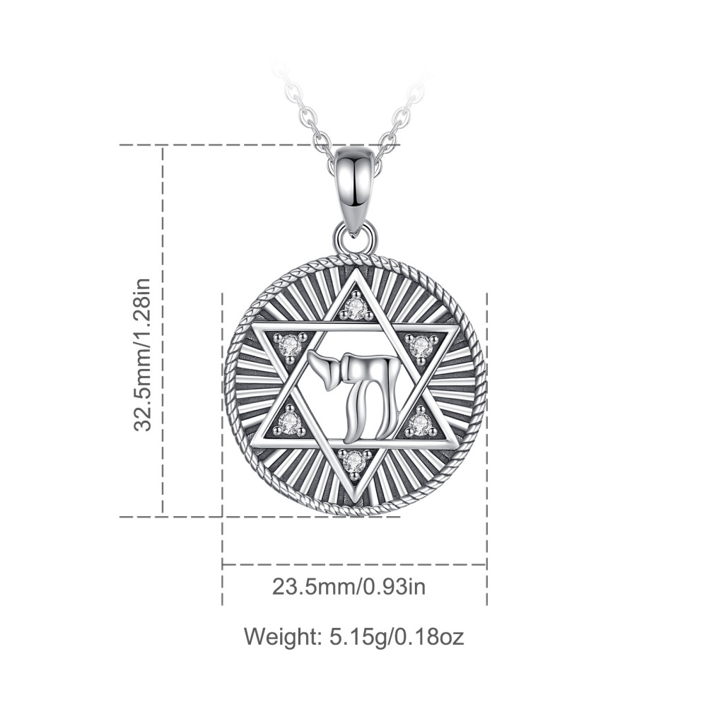 925 Sterling Silver Star of David Life Pendant Spiritual Symbol Necklace