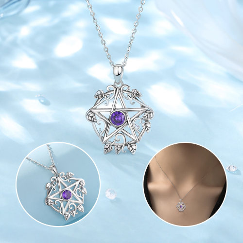 925 Sterling Silver Mystical Wiccan Jewelry Pentagram Pendant Necklace