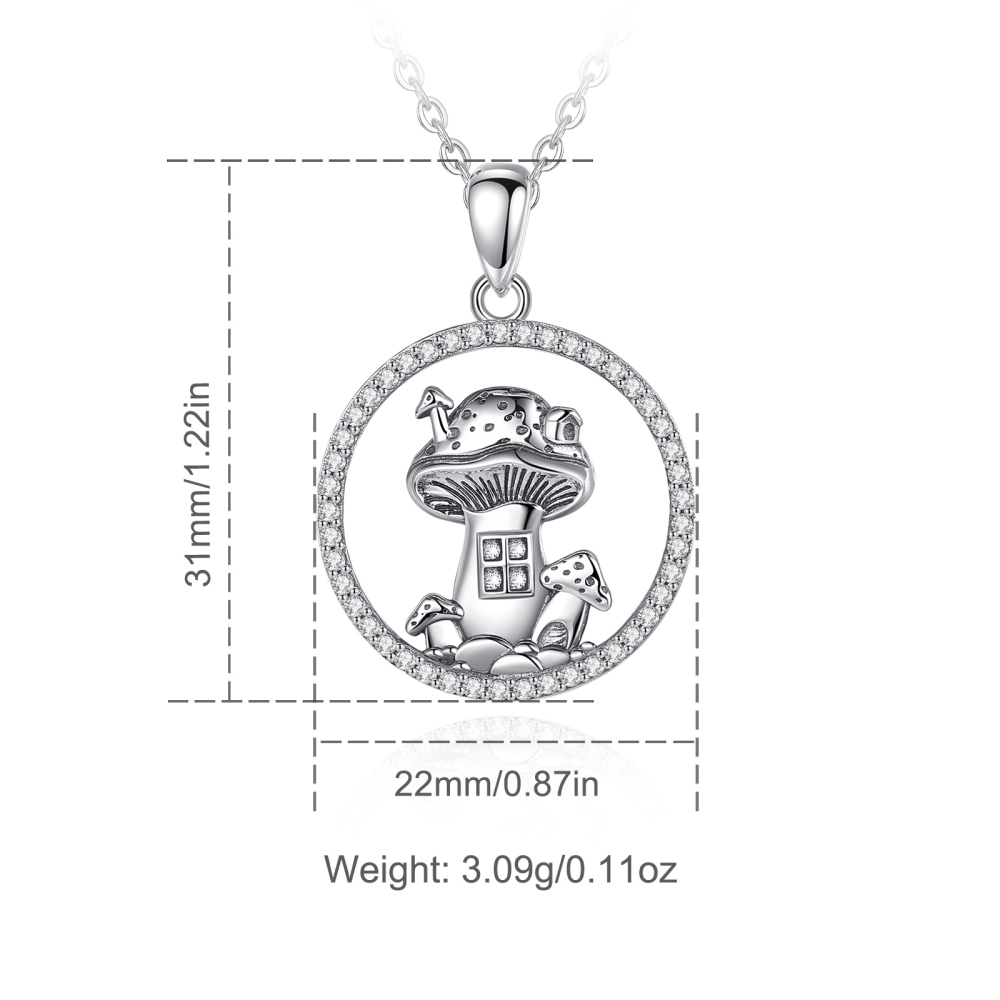 925 Sterling Silver Mushroom Cottage Pendant Necklace