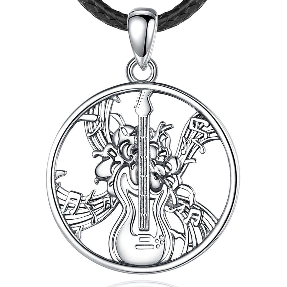 925 Sterling Silver Guitar Pendant Necklace Music Inspired Jewelry for Rock Enthusiasts