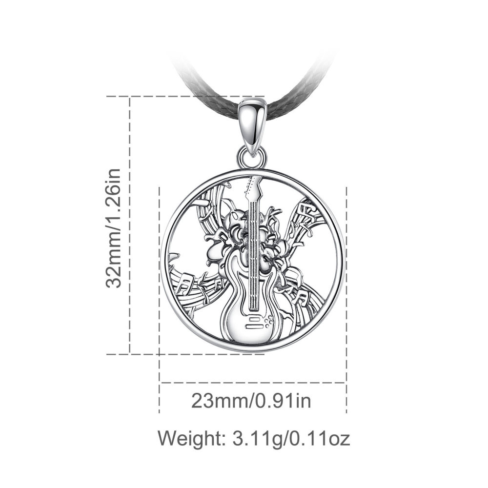 925 Sterling Silver Guitar Pendant Necklace Music Inspired Jewelry for Rock Enthusiasts