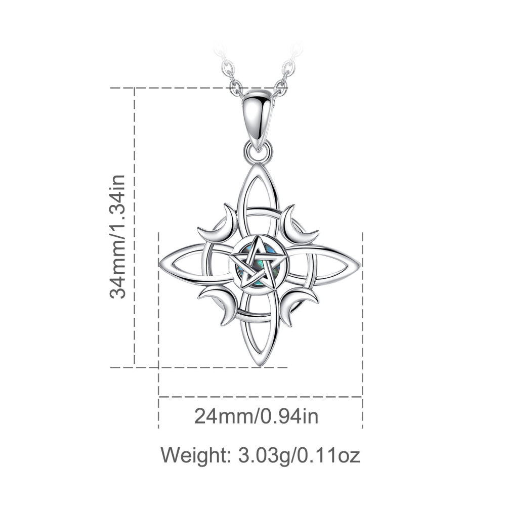 Witchcraft Knot Pentagram Sterling Silver Pendant Lunar Phases