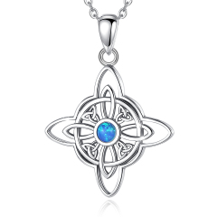 Mystical Witchcraft Knot Sterling Silver Pendant Opal Centerpiece