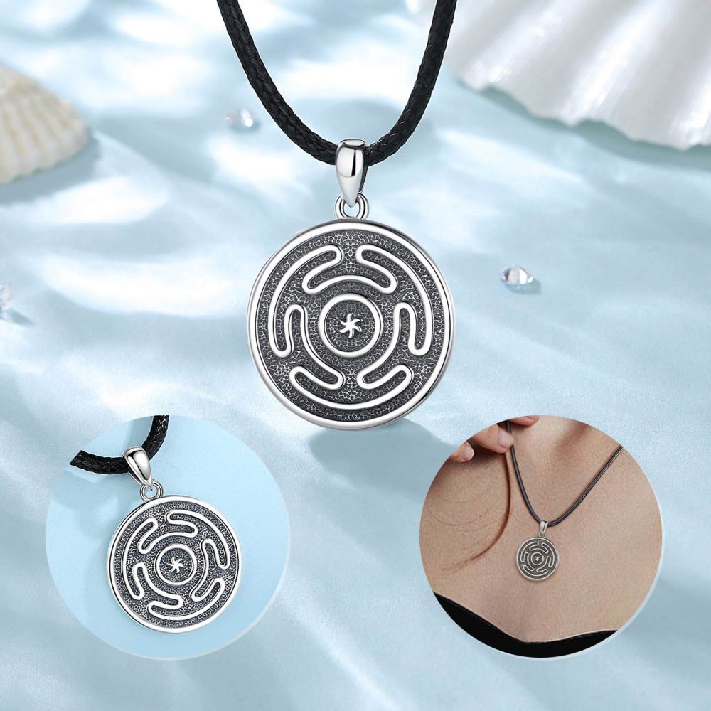 925 Sterling Silver Hecate's Wheel Pendant Necklace