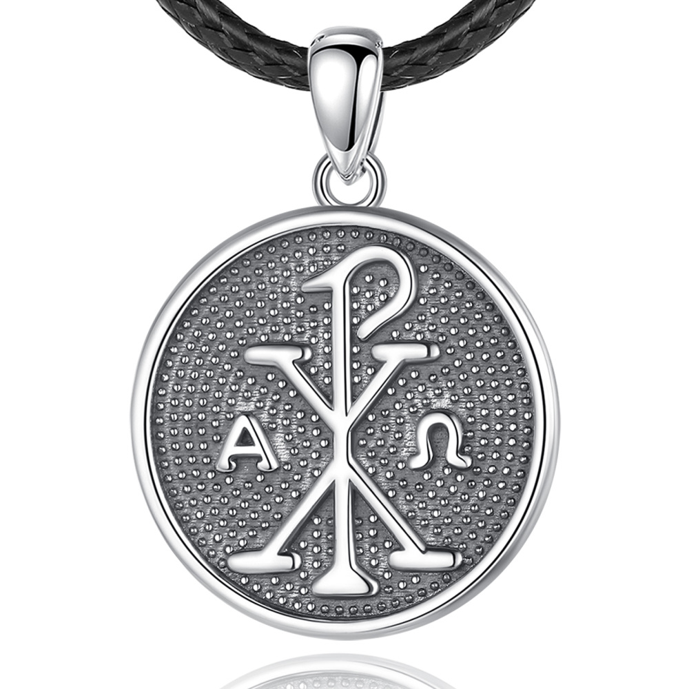 925 Sterling Silver Chi Rho Protection Amulet Pendant