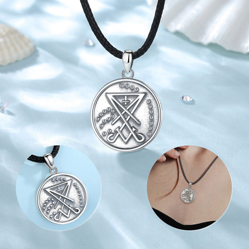 925 Sterling Silver Sigil Pendant Necklace with Vintage Design