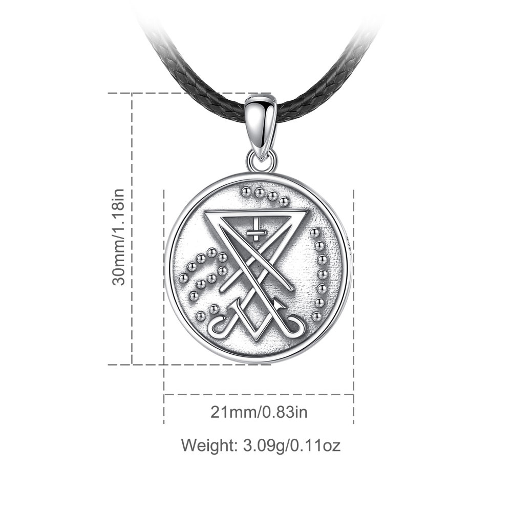 925 Sterling Silver Sigil Pendant Necklace with Vintage Design