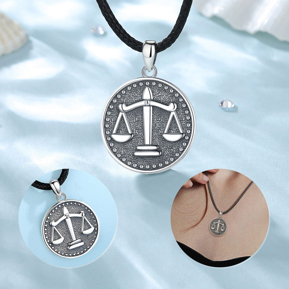 925 Sterling Silver Scale of Justice Pendant Necklace