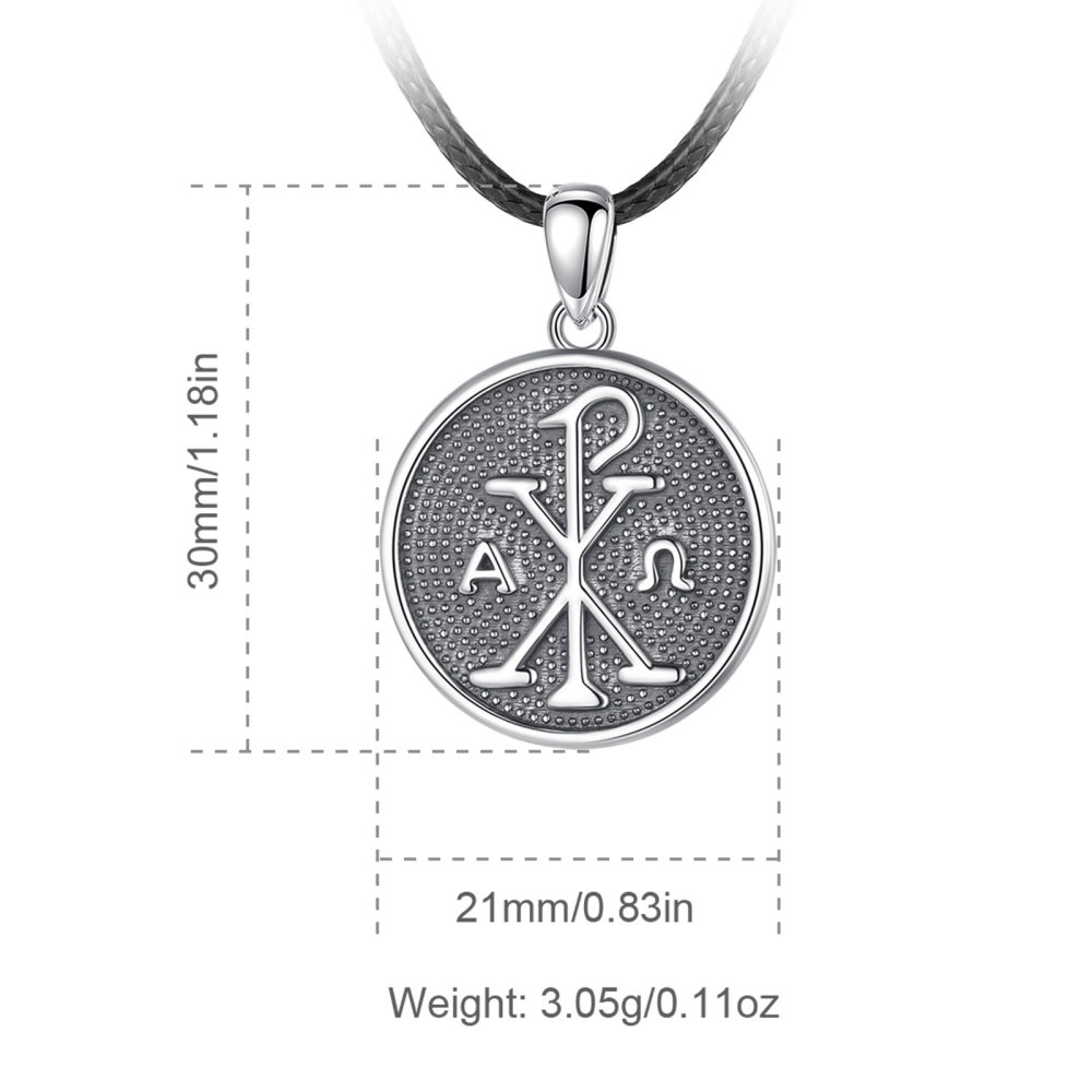 925 Sterling Silver Chi Rho Protection Amulet Pendant