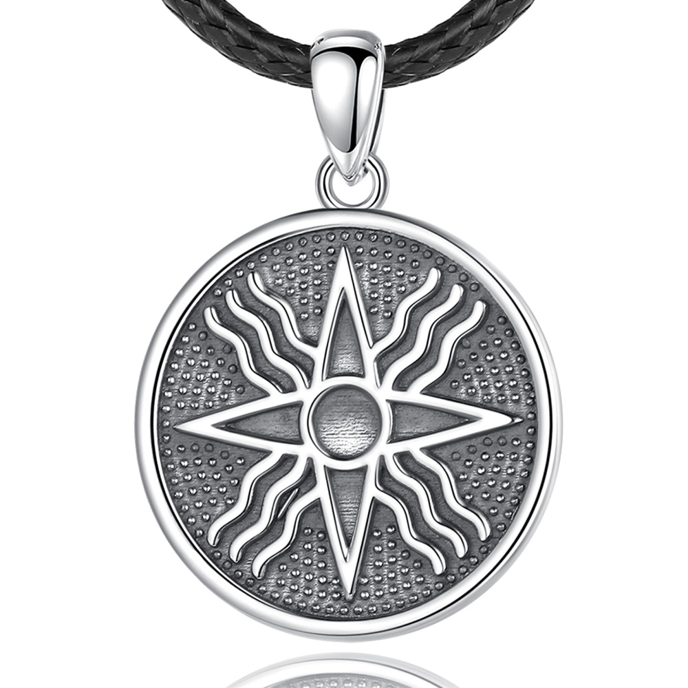 Mesopotamian Sun Shamash Star Pendant 925 Sterling Silver Necklace