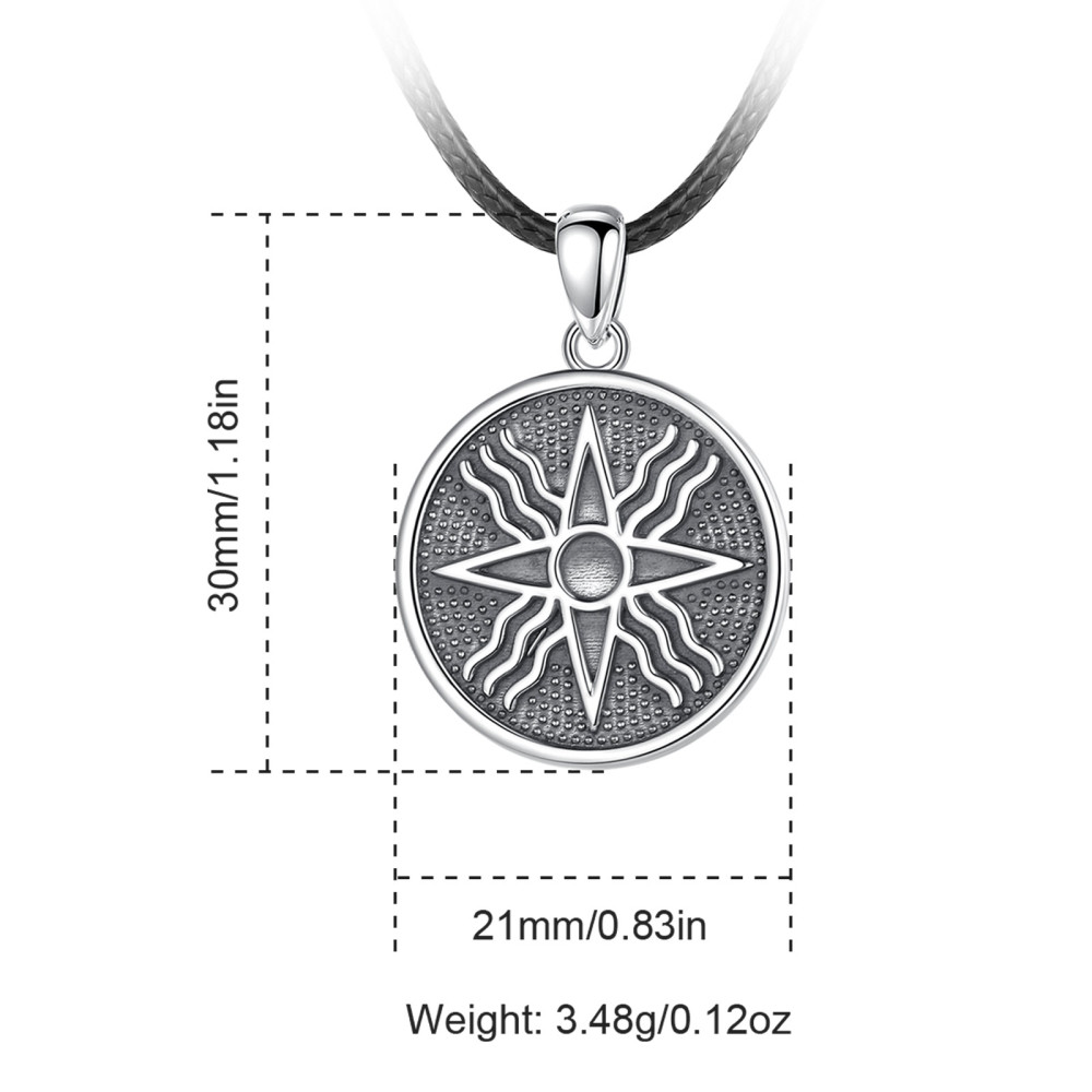 Mesopotamian Sun Shamash Star Pendant 925 Sterling Silver Necklace