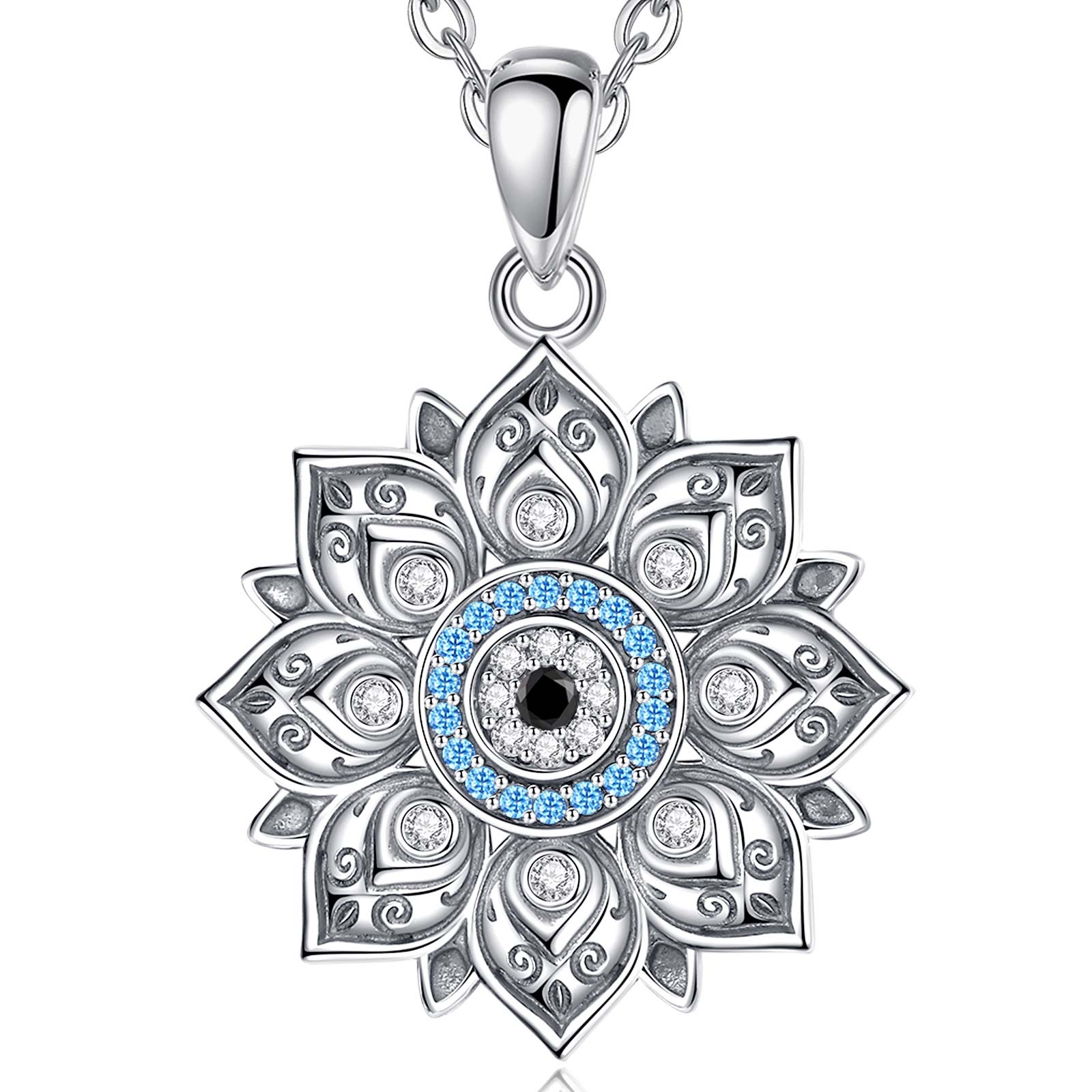 Lotus Evil Eye 925 silver lucky amulet