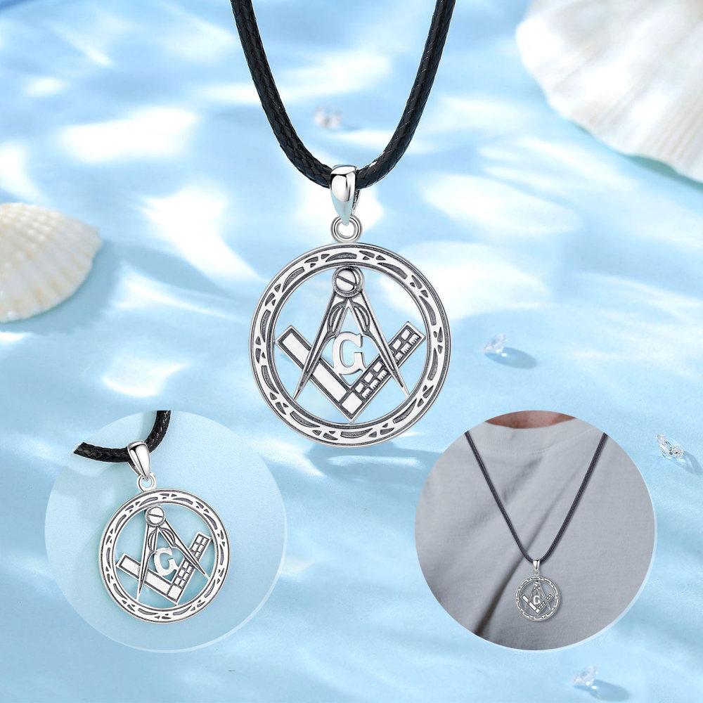 925 Sterling Silver Symbolic Masonic Pendant Freemason Necklace