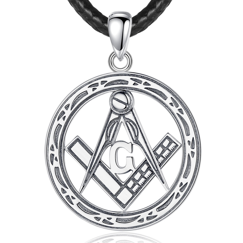 925 Sterling Silver Symbolic Masonic Pendant Freemason Necklace
