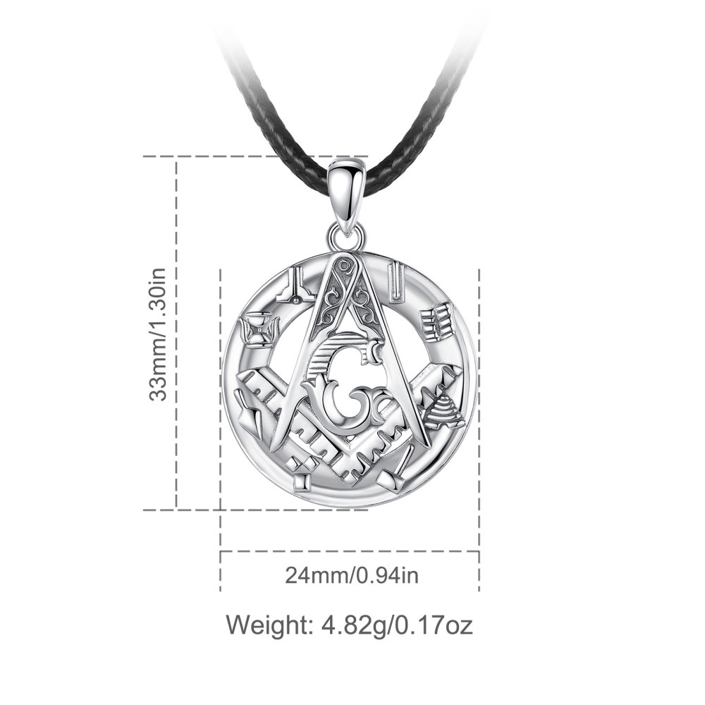 925 Sterling Silver Masonic Jewelry Freemason Pendant Necklace