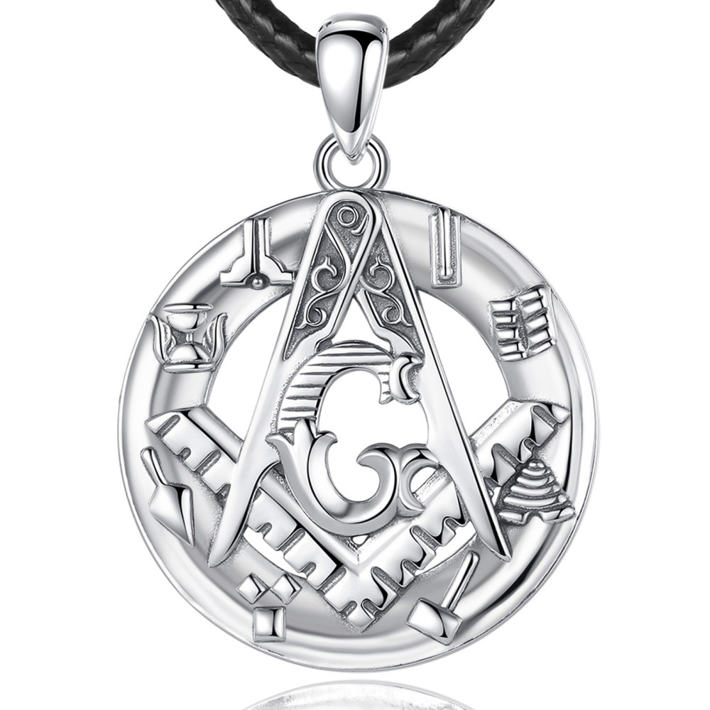 925 Sterling Silver Masonic Jewelry Freemason Pendant Necklace