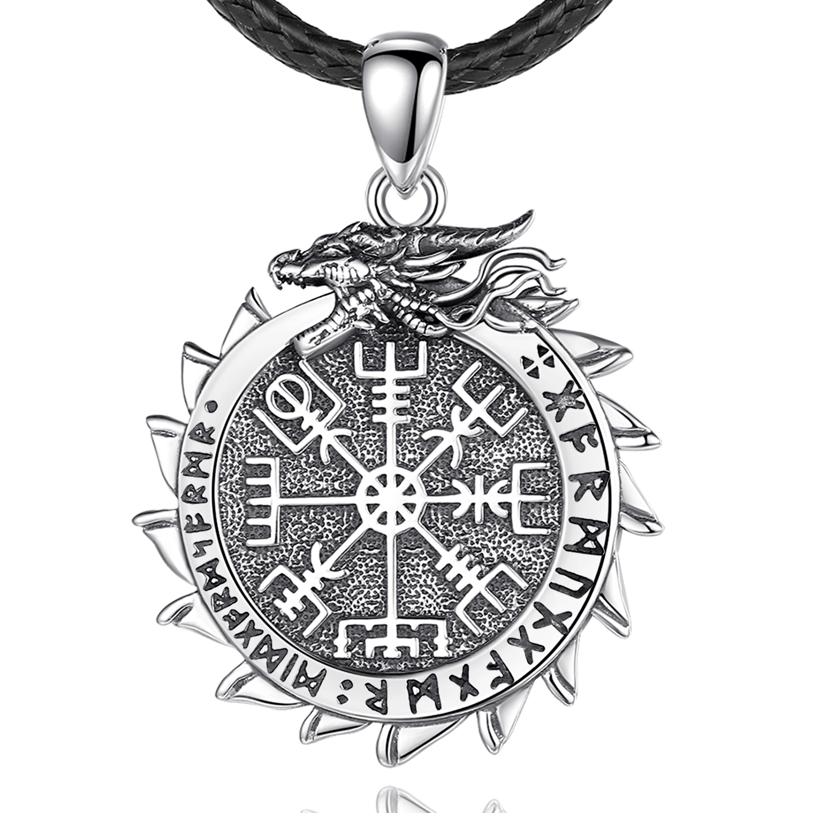 Norse Rune Dragon 925 silver Viking amulet