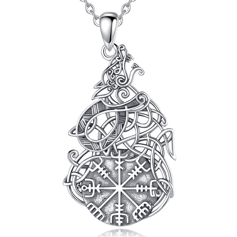 Norse Mythology Inspired 925 Sterling Silver Viking Wolf Necklace