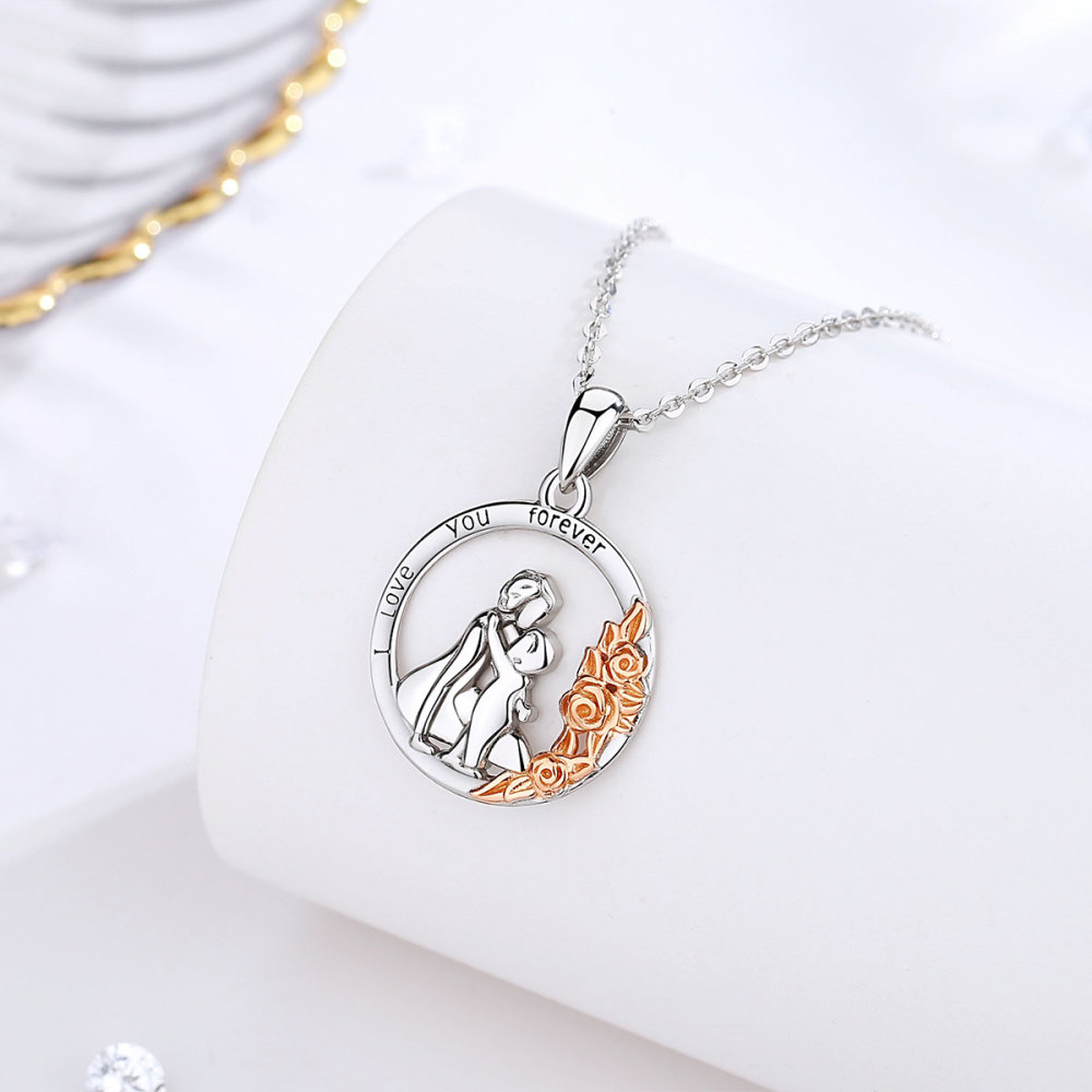 Sterling Silver Mother and Baby Pendant Necklace Love and Bond Jewelry
