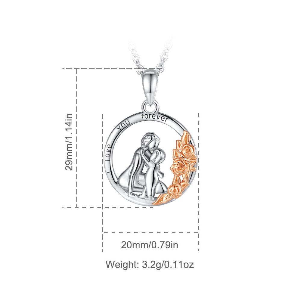 Sterling Silver Mother and Baby Pendant Necklace Love and Bond Jewelry