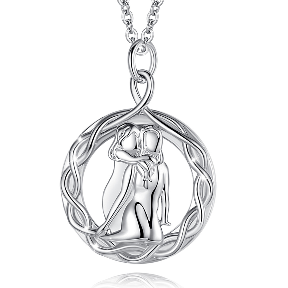 925 Sterling Silver Mother and Daughter Forever Love Pendant