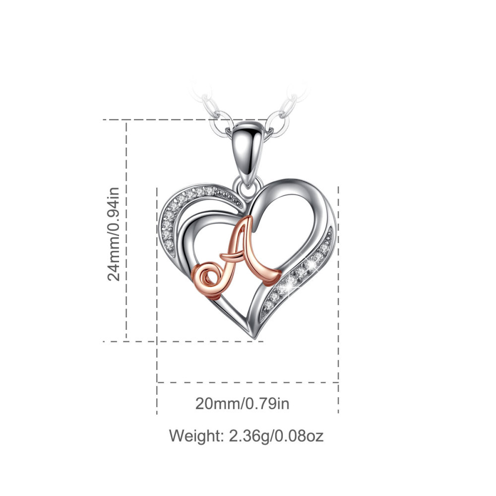 925 Sterling Silver Personalized Heart Initial Pendant Necklace