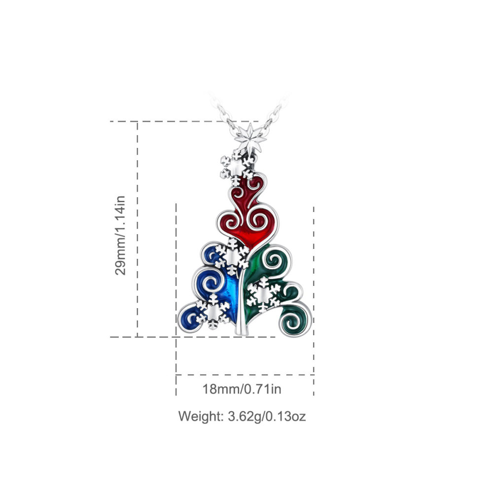 925 Sterling Silver Festive Holiday Christmas Tree Pendant Necklace