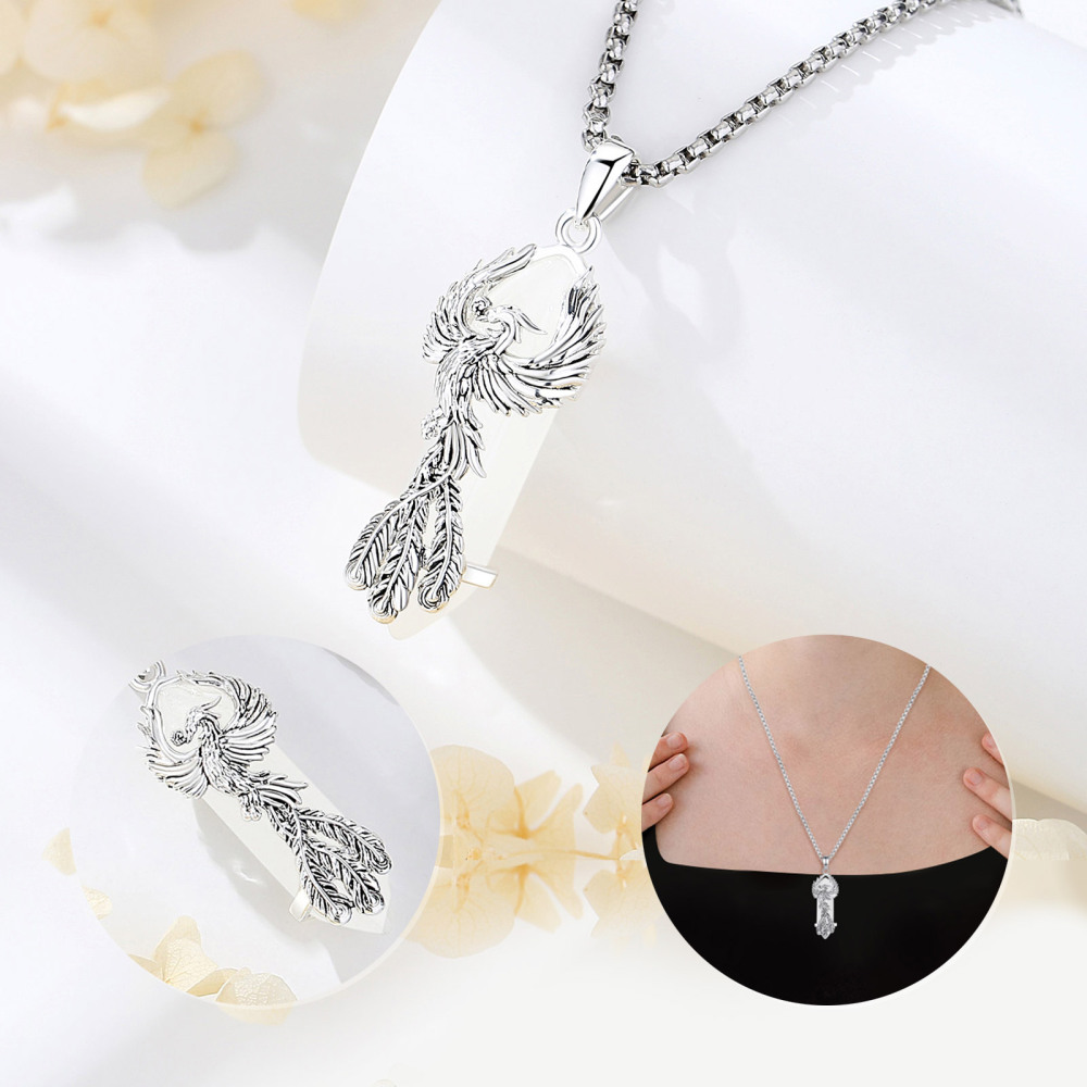 Phoenix Embracing Clear Quartz Hexagonal Pendant