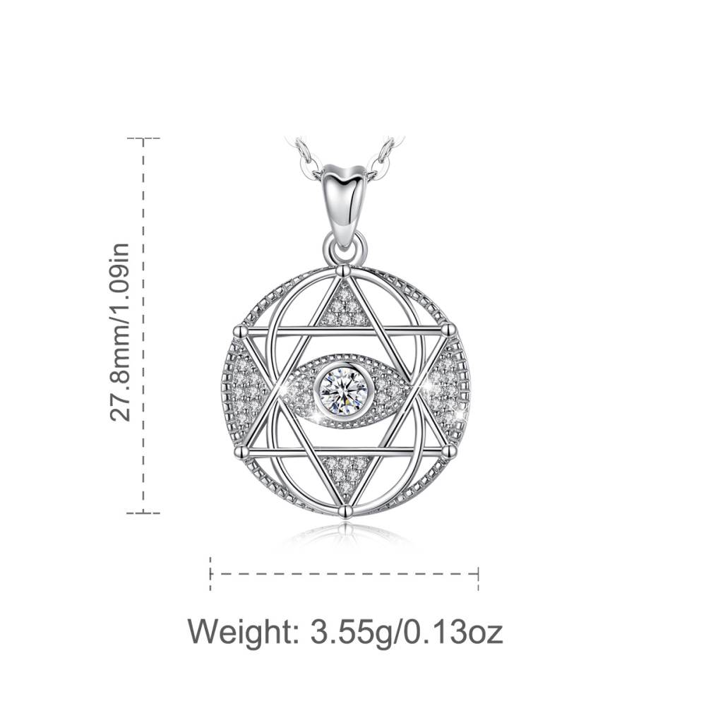 925 Sterling Silver Star of David Evil Eye Pendant Spiritual Protection Necklace