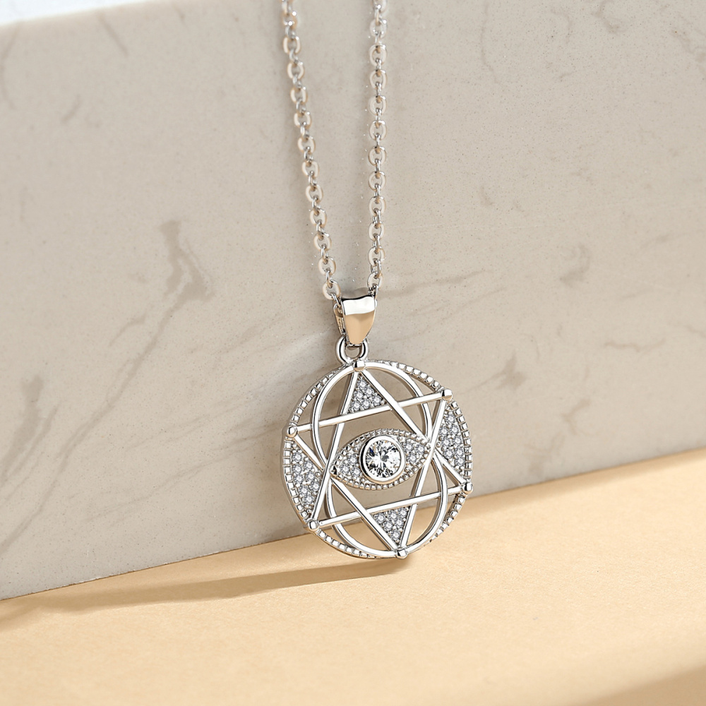 925 Sterling Silver Star of David Evil Eye Pendant Spiritual Protection Necklace