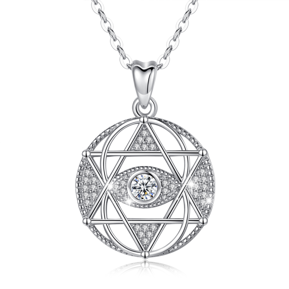 925 Sterling Silver Star of David Evil Eye Pendant Spiritual Protection Necklace