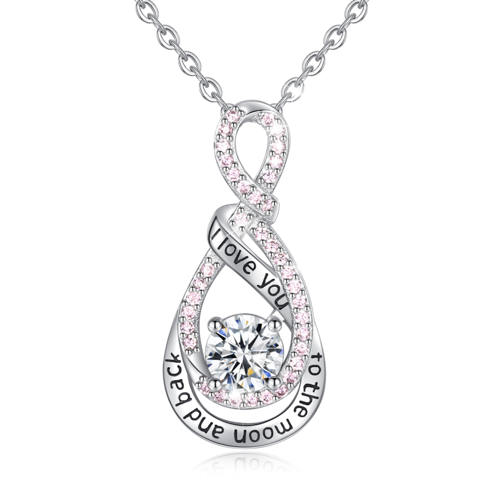 Romantic Jewelry 925 Sterling Silver Infinity Love Pendant Necklace