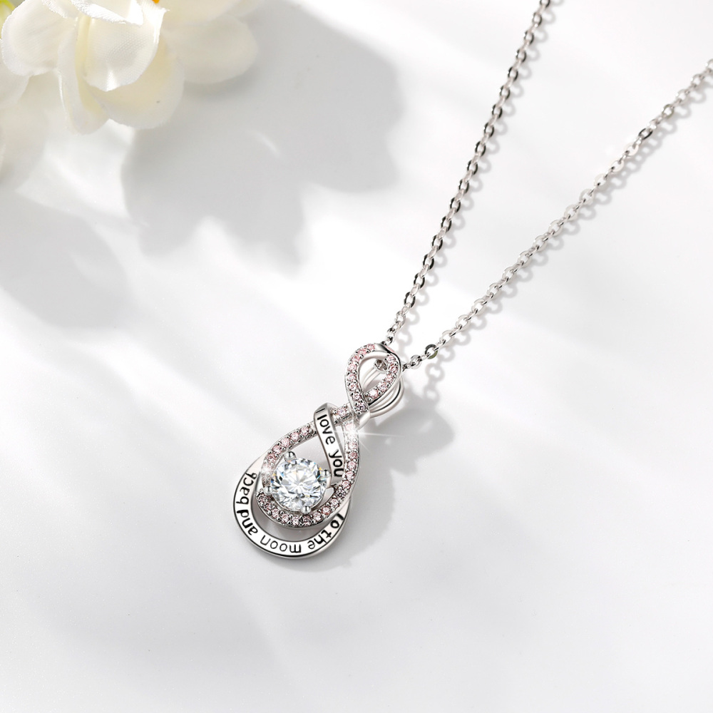 Romantic Jewelry 925 Sterling Silver Infinity Love Pendant Necklace