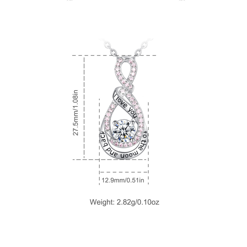 Romantic Jewelry 925 Sterling Silver Infinity Love Pendant Necklace
