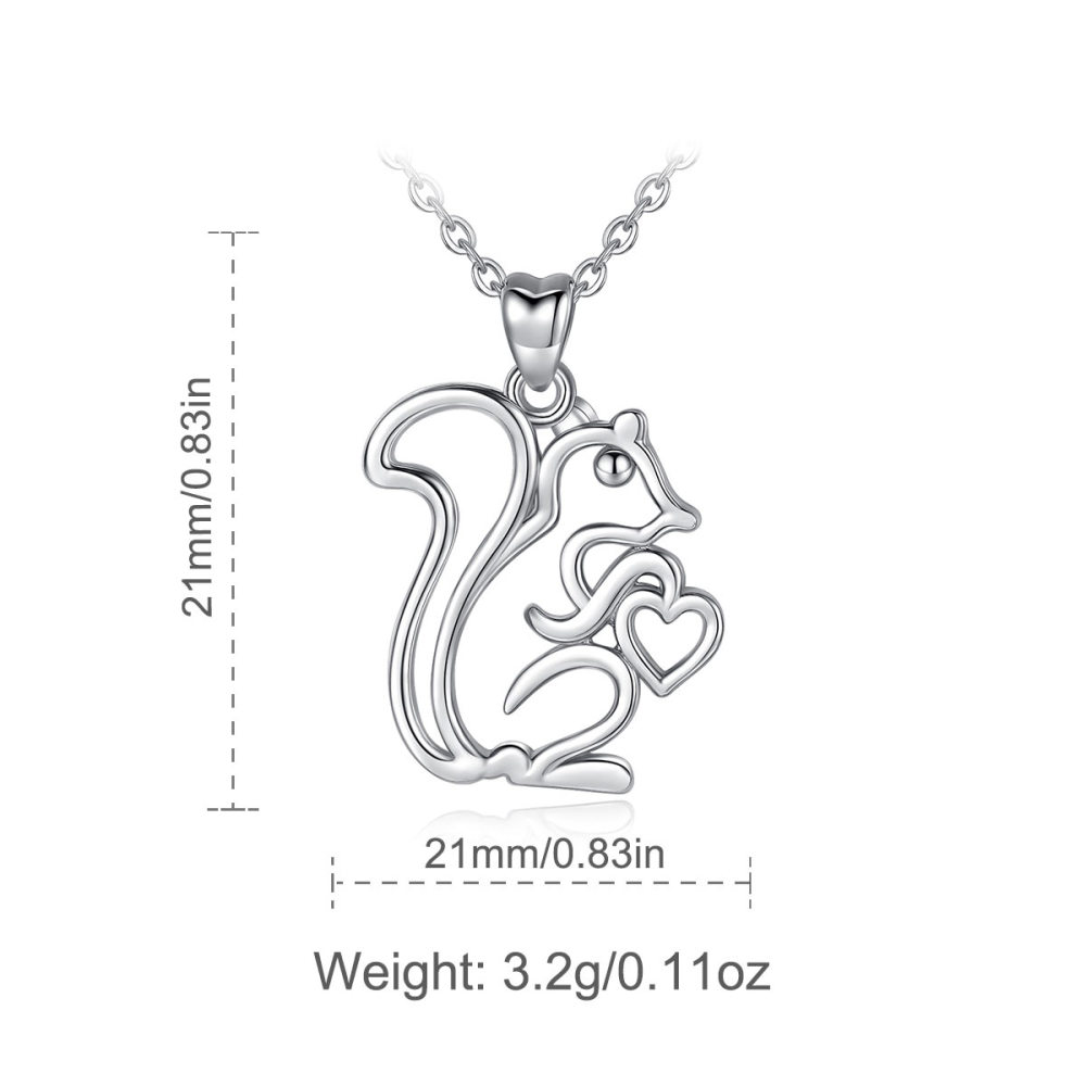 Nature-Inspired Animal Jewelry 925 Sterling Silver Squirrel Pendant Necklace