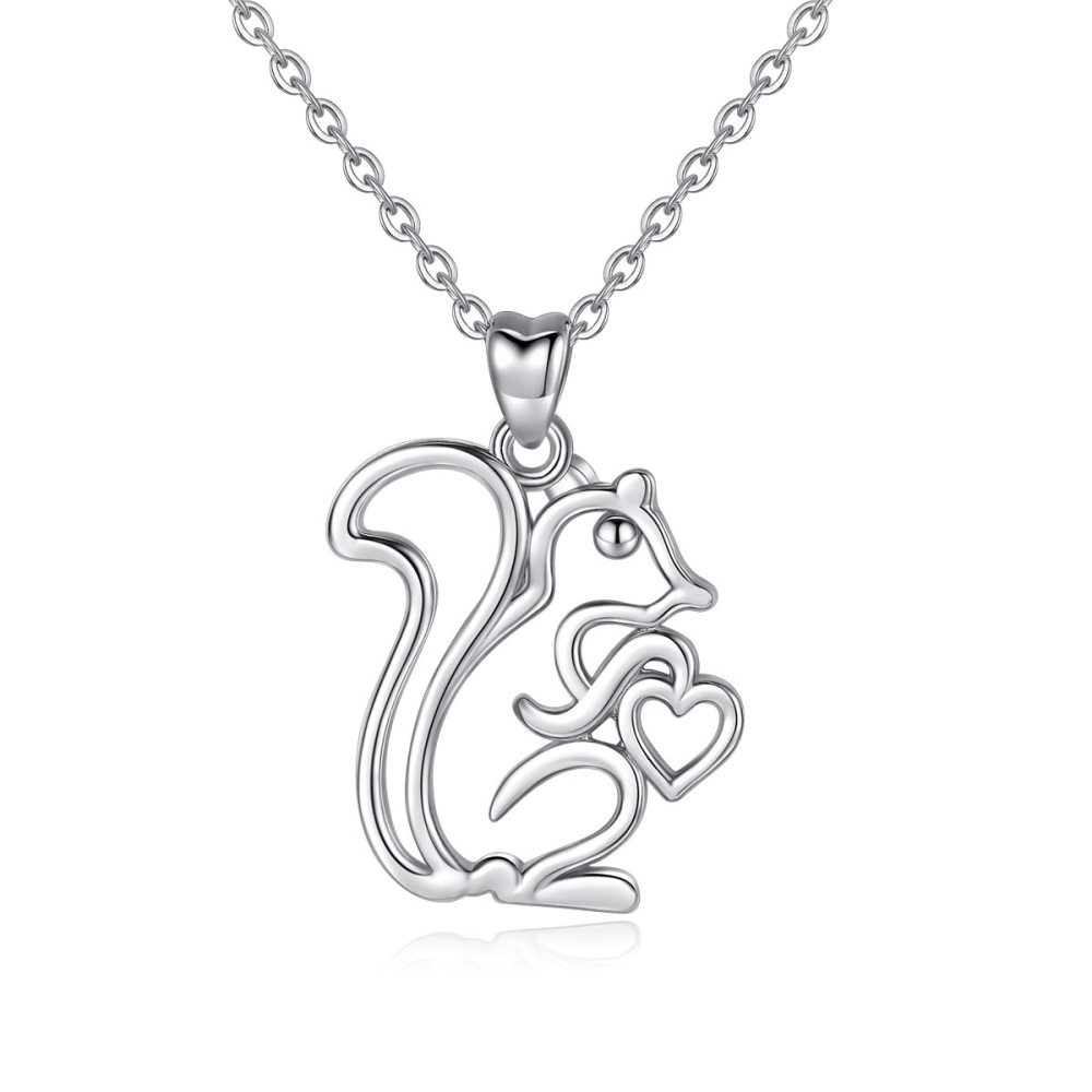 Nature-Inspired Animal Jewelry 925 Sterling Silver Squirrel Pendant Necklace