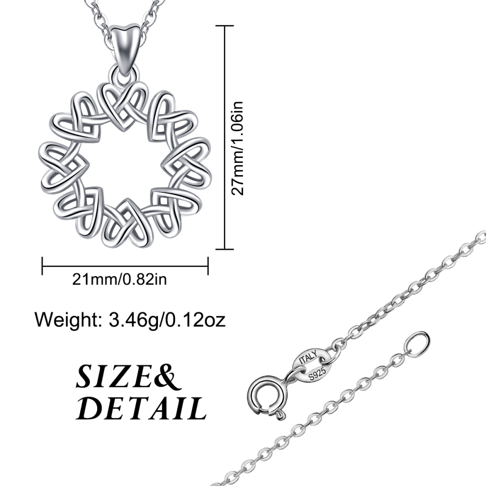 Celtic Heart Knot 925 Sterling Silver Pendant Necklace
