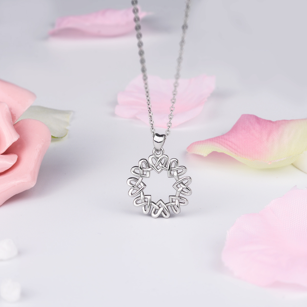 Celtic Heart Knot 925 Sterling Silver Pendant Necklace