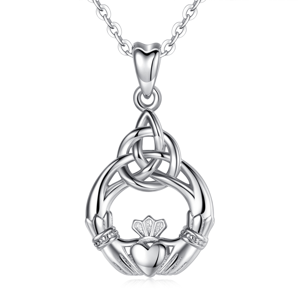 925 Sterling Silver Claddagh Pendant Celtic Love, Loyalty & Friendship Necklace