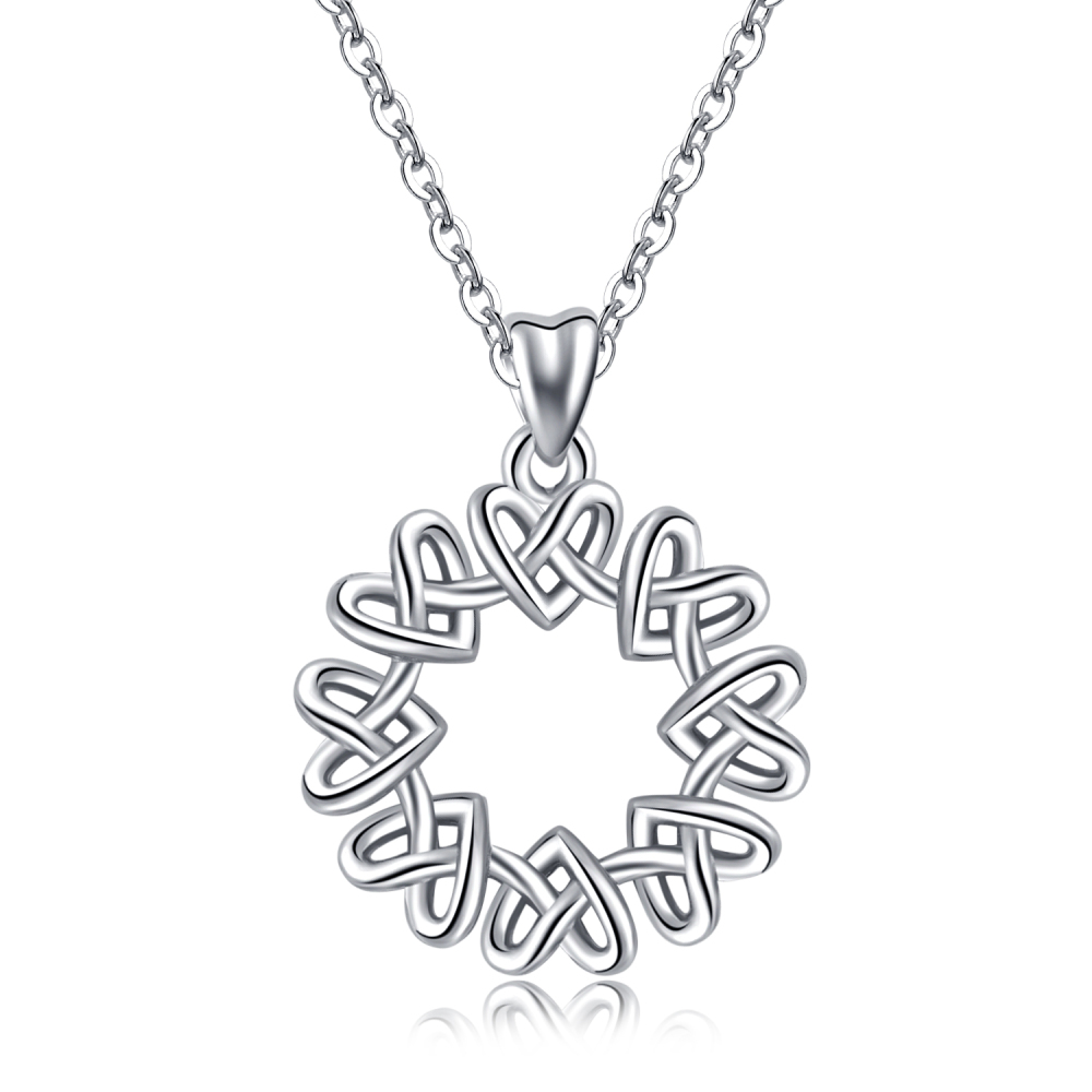 Celtic Heart Knot 925 Sterling Silver Pendant Necklace